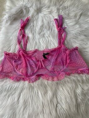 Torrid Curve Sheer Pink Coquette Flirty Hearts Ruffle Trim Unlined Bralette